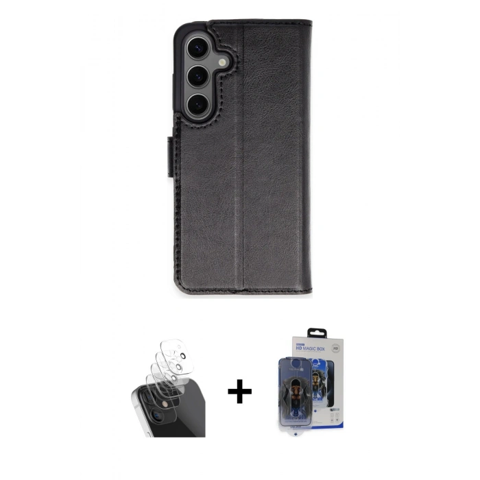 MARSİLYAN™- Galaxy S24 Kılıf Siluet Işık Serisi - Siyah Vanessa Magic Cam + Kamera Lens Koruma Cam - SF