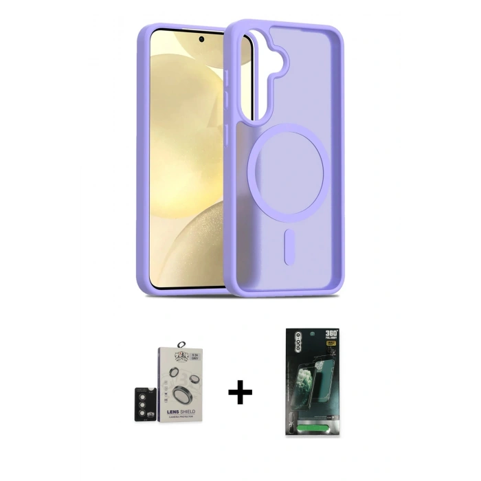 MARSİLYAN™- Galaxy S24 Kılıf Siluet Minimal Prime - Şeffaf 360 Full Body Arka Koruyucu + Bilvis Titan Kamera Lens - TMGI
