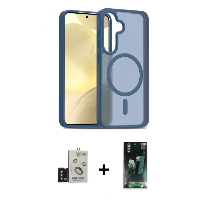 MARSİLYAN™- Galaxy S24 Kılıf Siluet Minimal Prime - Şeffaf 360 Full Body Arka Koruyucu + Bilvis Titan Kamera Lens - TMGI