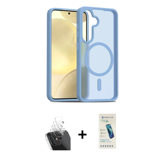 MARSİLYAN™- Galaxy S24 Kılıf Siluet Minimal Prime - Şeffaf Pasifik Cam Ekran Koruyucu + Kamera Lens Koruma Cam - SF