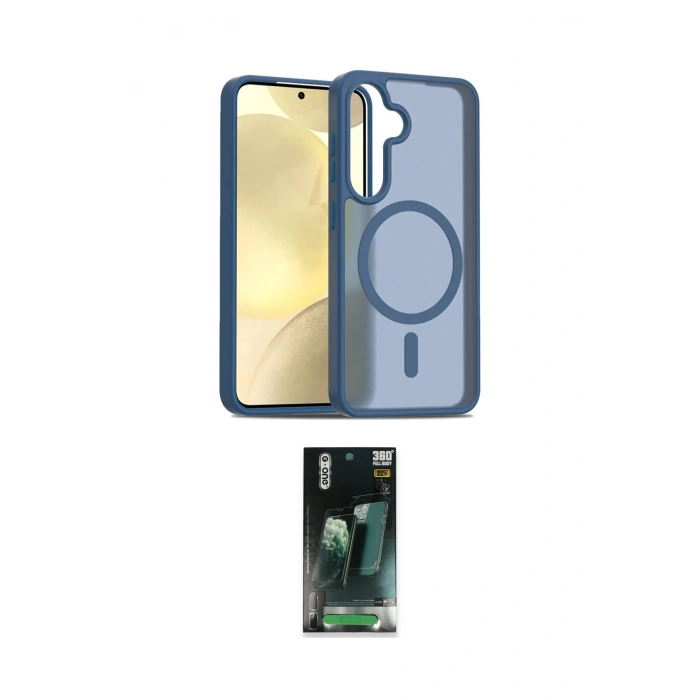 MARSİLYAN™- Galaxy S24 Kılıf Siluet Minimal Prime - Siyah 360 Mat Full Body Arka Koruyucu
