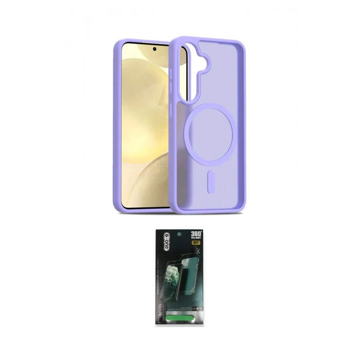 MARSİLYAN™- Galaxy S24 Kılıf Siluet Minimal Prime - Siyah 360 Mat Full Body Arka Koruyucu
