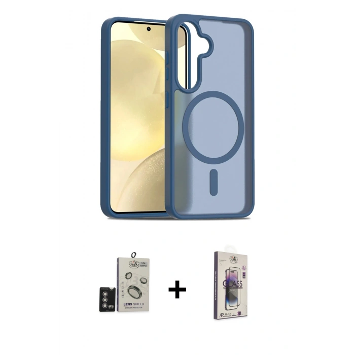 MARSİLYAN™- Galaxy S24 Kılıf Siluet Minimal Prime - Siyah Bilvis 3D Cam Ekran Koruyucu + Bilvis Titan Kamera Lens - DNMR