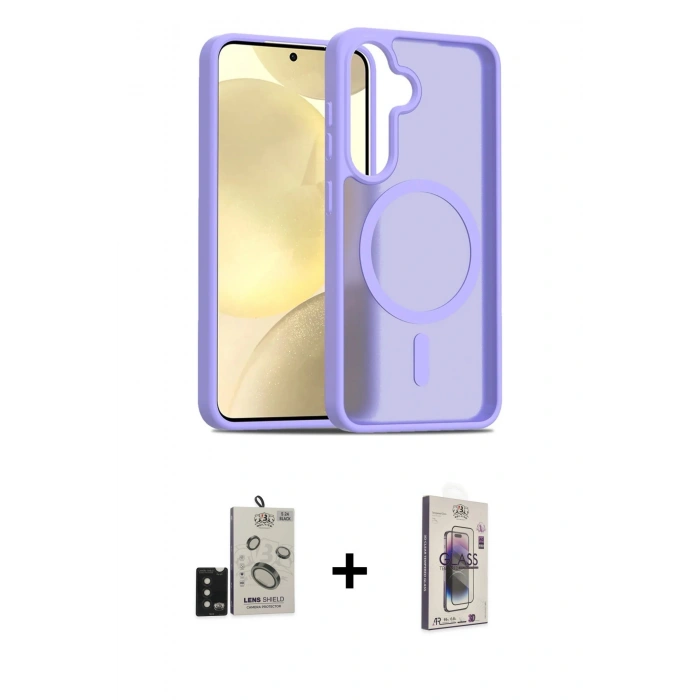 MARSİLYAN™- Galaxy S24 Kılıf Siluet Minimal Prime - Siyah Bilvis 3D Cam Ekran Koruyucu + Bilvis Titan Kamera Lens - SH