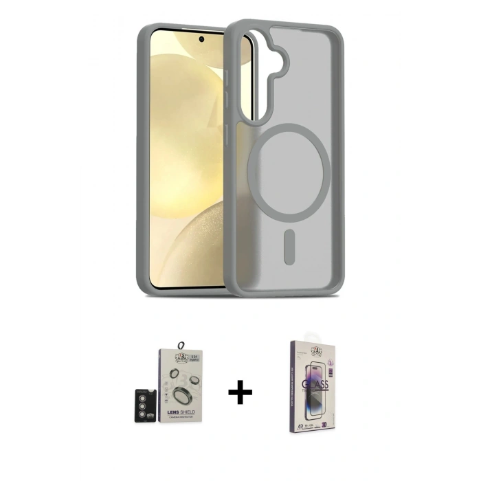 MARSİLYAN™- Galaxy S24 Kılıf Siluet Minimal Prime - Siyah Bilvis 3D Cam Ekran Koruyucu + Bilvis Titan Kamera Lens - DNMR