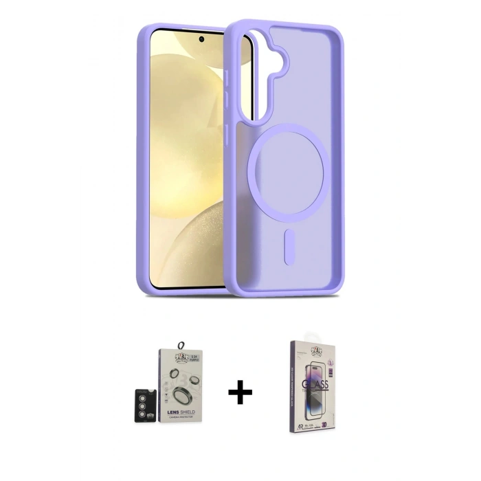 MARSİLYAN™- Galaxy S24 Kılıf Siluet Minimal Prime - Siyah Bilvis 3D Cam Ekran Koruyucu + Bilvis Titan Kamera Lens - DNMR
