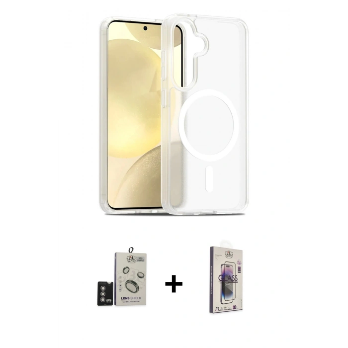 MARSİLYAN™- Galaxy S24 Kılıf Siluet Minimal Prime - Siyah Bilvis 3D Cam Ekran Koruyucu + Bilvis Titan Kamera Lens - DNMR