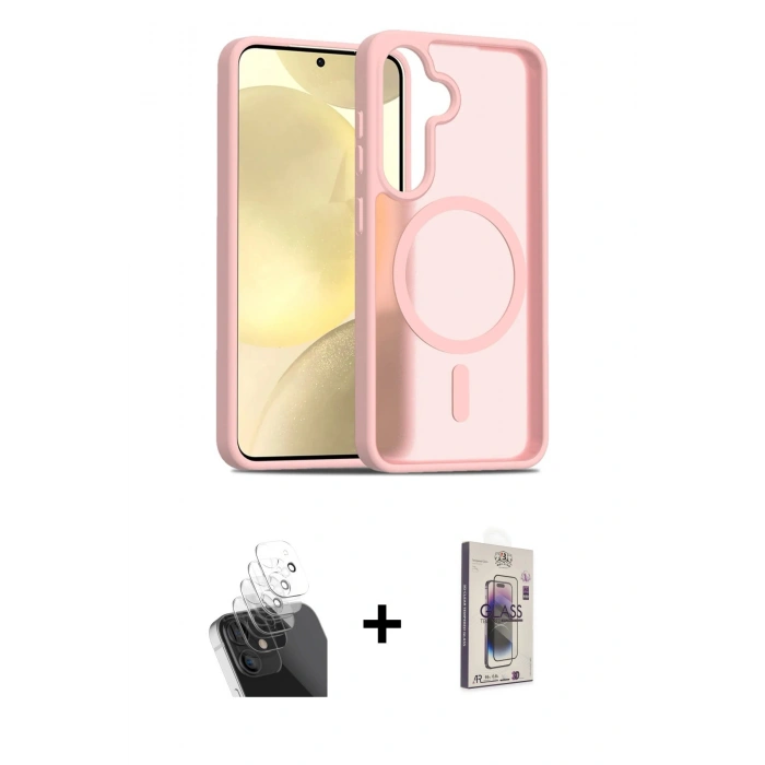 MARSİLYAN™- Galaxy S24 Kılıf Siluet Minimal Prime - Siyah Bilvis 3D Cam Ekran Koruyucu + Kamera Lens Koruma Cam - SF