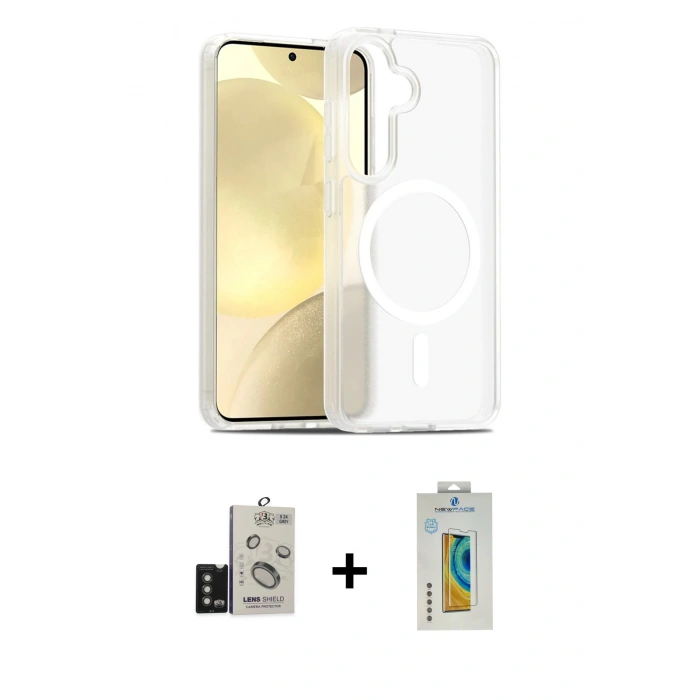MARSİLYAN™- Galaxy S24 Kılıf Siluet Minimal Prime - Siyah Polymer Nano Ekran Koruyucu + Bilvis Titan Kamera Lens - TMGI