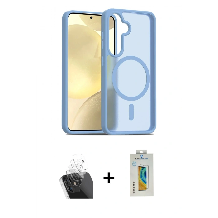 MARSİLYAN™- Galaxy S24 Kılıf Siluet Minimal Prime - Siyah Polymer Nano Ekran Koruyucu + Kamera Lens Koruma Cam - SF