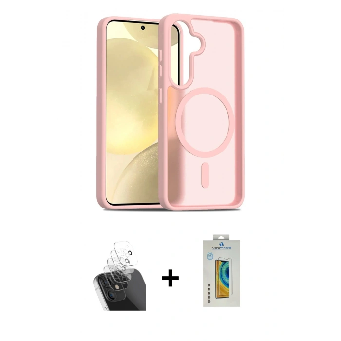 MARSİLYAN™- Galaxy S24 Kılıf Siluet Minimal Prime - Siyah Polymer Nano Ekran Koruyucu + Kamera Lens Koruma Cam - SF