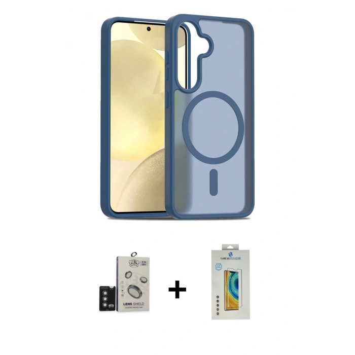 MARSİLYAN™- Galaxy S24 Kılıf Siluet Minimal Prime - Siyah Polymer Nano Ekran Koruyucu + Bilvis Titan Kamera Lens - TMGI