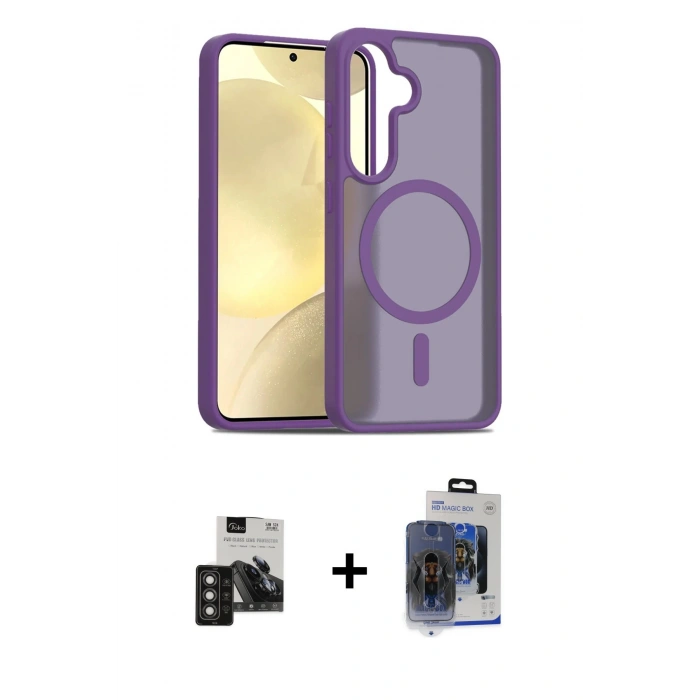 MARSİLYAN™- Galaxy S24 Kılıf Siluet Minimal Prime - Siyah Vanessa Magic Cam + PVD Metal Kamera Lens - TNGI
