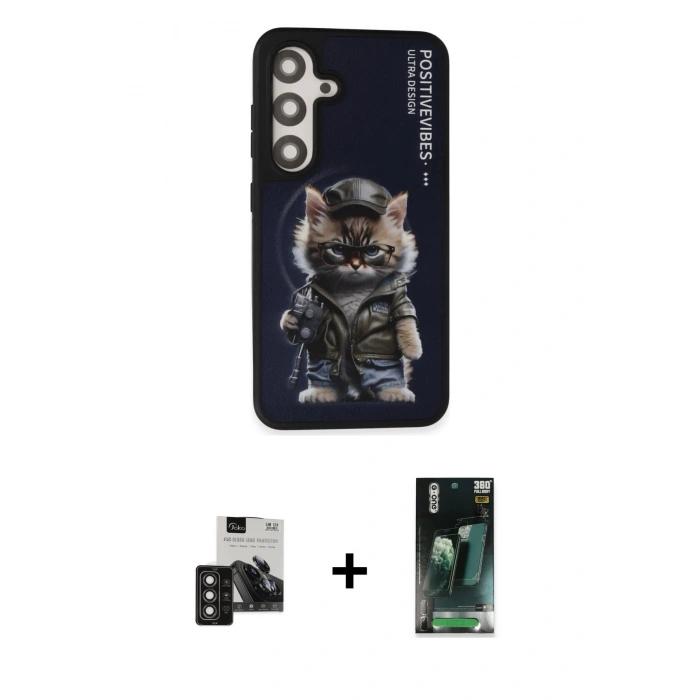 MARSİLYAN™- Galaxy S24 Kılıf Siluet Modern Özel Seri - Şeffaf 360 Full Body Arka Koruyucu + PVD Metal Kamera Lens - DNMR