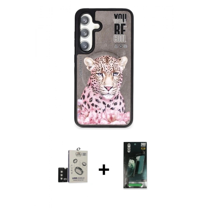 MARSİLYAN™- Galaxy S24 Kılıf Siluet Modern Özel Seri - Şeffaf 360 Full Body Arka Koruyucu + Bilvis Titan Kamera Lens - TMGI