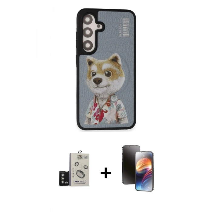 MARSİLYAN™- Galaxy S24 Kılıf Siluet Modern Özel Seri - Siyah 3D Antistatik Mat Seramik Nano Ekran Koruyucu + Bilvis Titan Kamera Lens - TMGI