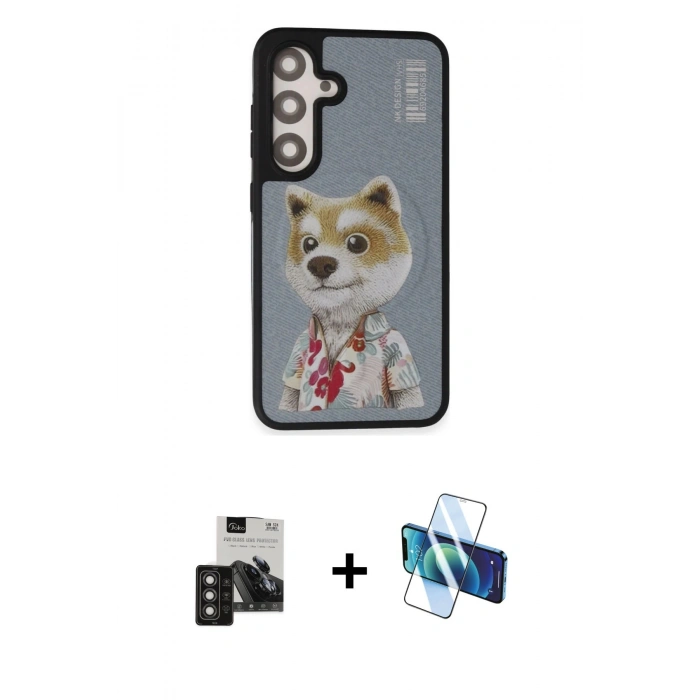 MARSİLYAN™- Galaxy S24 Kılıf Siluet Modern Özel Seri - Siyah 3D Antistatik Seramik Nano Ekran Koruyucu + PVD Metal Kamera Lens - TNGI
