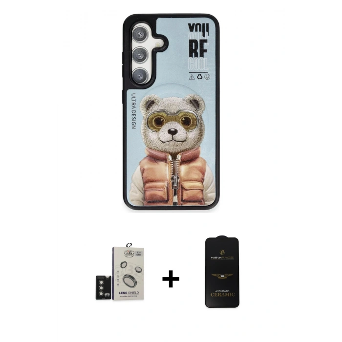 MARSİLYAN™- Galaxy S24 Kılıf Siluet Modern Özel Seri - Siyah 6D Antistatik Mat Seramik Hayalet Nano Ekran Koruyucu + Bilvis Titan Kamera Lens - TMGI
