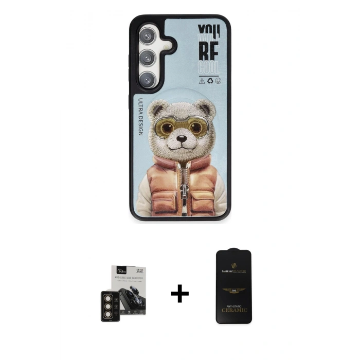 MARSİLYAN™- Galaxy S24 Kılıf Siluet Modern Özel Seri - Siyah 6D Antistatik Mat Seramik Hayalet Nano Ekran Koruyucu + PVD Metal Kamera Lens - GD