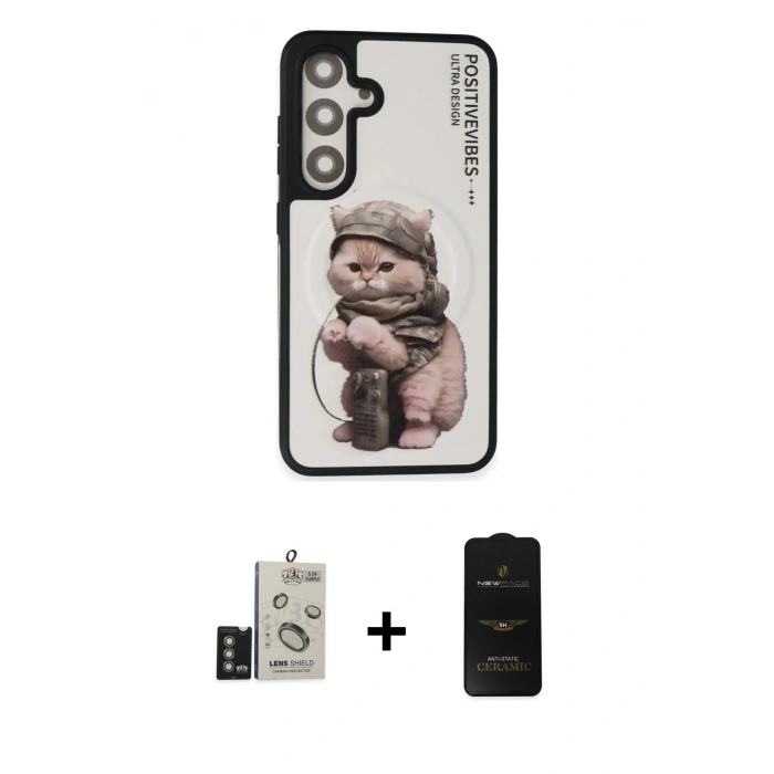 MARSİLYAN™- Galaxy S24 Kılıf Siluet Modern Özel Seri - Siyah 6D Antistatik Mat Seramik Hayalet Nano Ekran Koruyucu + Bilvis Titan Kamera Lens - DNMR