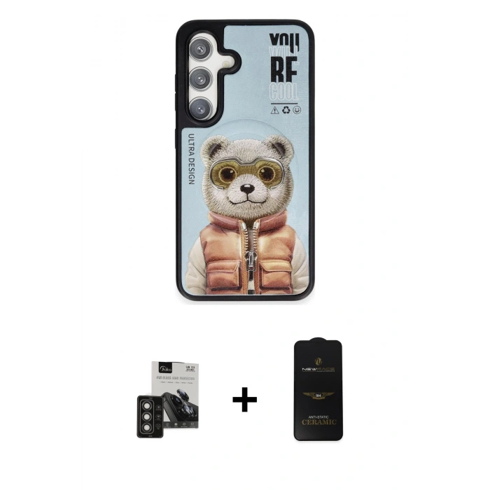 MARSİLYAN™- Galaxy S24 Kılıf Siluet Modern Özel Seri - Siyah 6D Antistatik Mat Seramik Hayalet Nano Ekran Koruyucu + PVD Metal Kamera Lens - TNGI