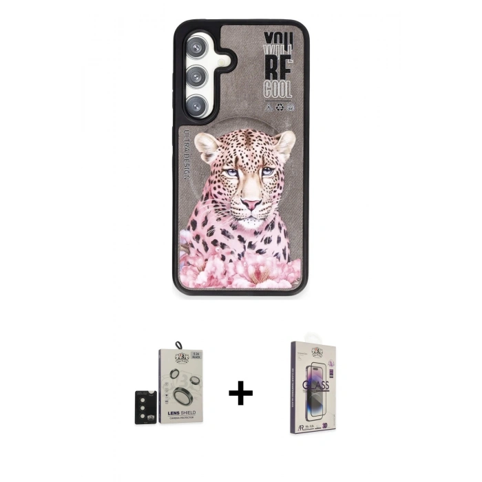 MARSİLYAN™- Galaxy S24 Kılıf Siluet Modern Özel Seri - Siyah Bilvis 3D Cam Ekran Koruyucu + Bilvis Titan Kamera Lens - SH