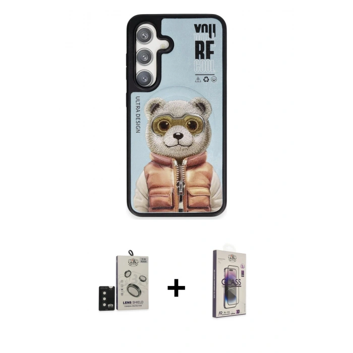 MARSİLYAN™- Galaxy S24 Kılıf Siluet Modern Özel Seri - Siyah Bilvis 3D Cam Ekran Koruyucu + Bilvis Titan Kamera Lens - SH
