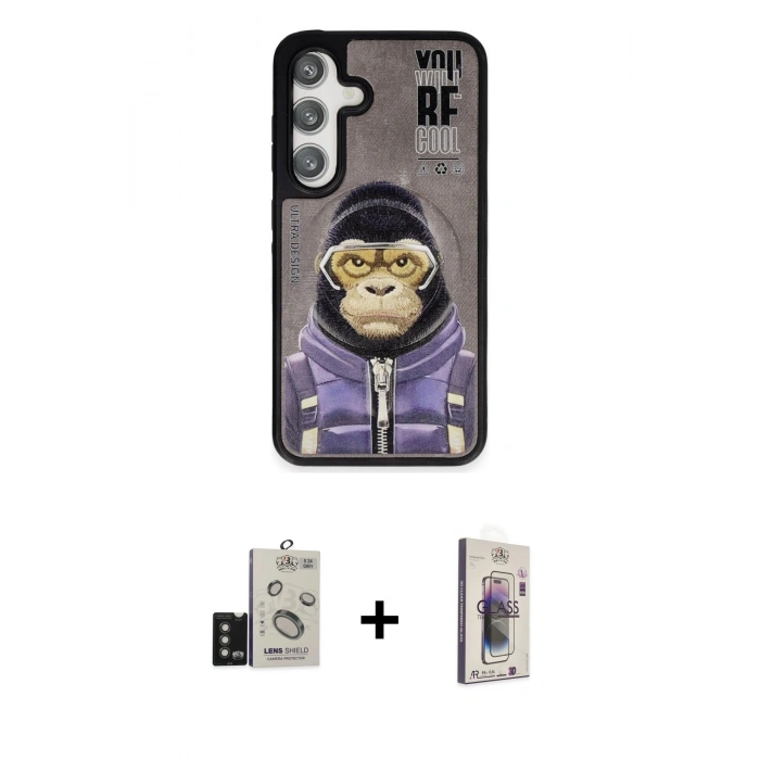 MARSİLYAN™- Galaxy S24 Kılıf Siluet Modern Özel Seri - Siyah Bilvis 3D Cam Ekran Koruyucu + Bilvis Titan Kamera Lens - TMGI