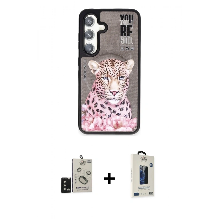 MARSİLYAN™- Galaxy S24 Kılıf Siluet Modern Özel Seri - Siyah Bilvis Hayalet Cam Ekran Koruyucu + Bilvis Titan Kamera Lens - SH
