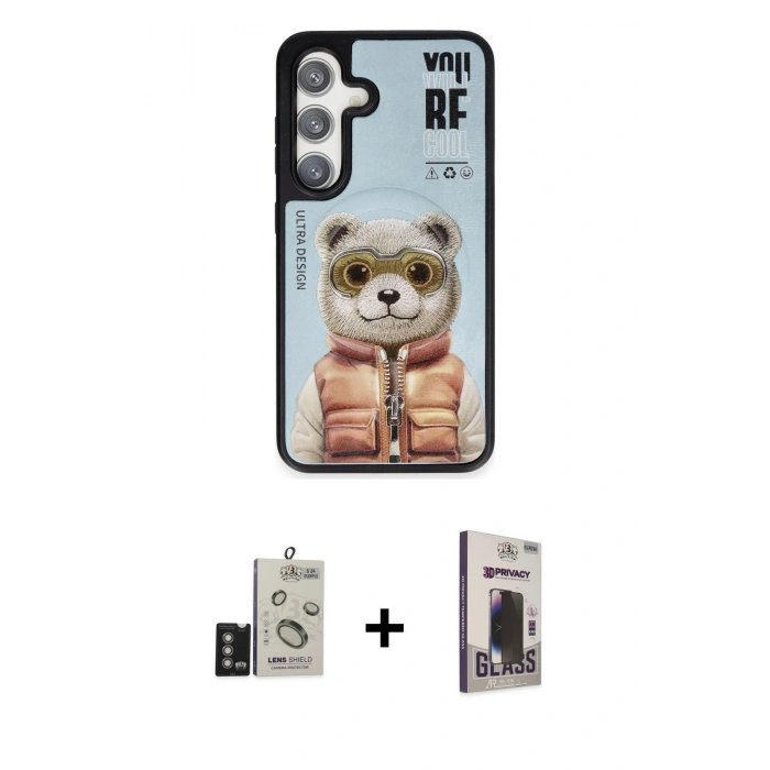MARSİLYAN™- Galaxy S24 Kılıf Siluet Modern Özel Seri - Siyah Bilvis Hayalet Cam Ekran Koruyucu + Bilvis Titan Kamera Lens - DNMR