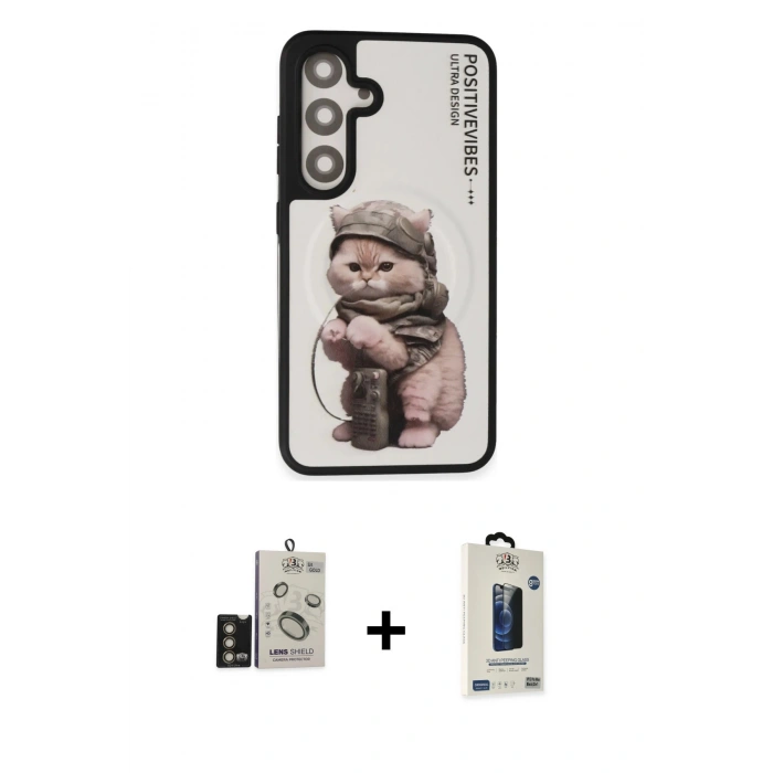 MARSİLYAN™- Galaxy S24 Kılıf Siluet Modern Özel Seri - Siyah Bilvis Hayalet Cam Ekran Koruyucu + Bilvis Titan Kamera Lens - GD