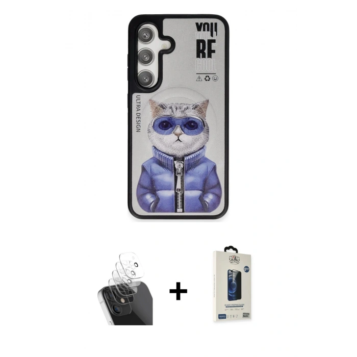 MARSİLYAN™- Galaxy S24 Kılıf Siluet Modern Özel Seri - Siyah Bilvis Hayalet Cam Ekran Koruyucu + Kamera Lens Koruma Cam - SF