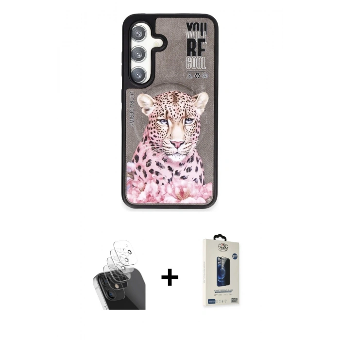 MARSİLYAN™- Galaxy S24 Kılıf Siluet Modern Özel Seri - Siyah Bilvis Hayalet Cam Ekran Koruyucu + Kamera Lens Koruma Cam - SF