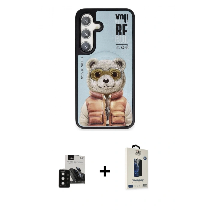 MARSİLYAN™- Galaxy S24 Kılıf Siluet Modern Özel Seri - Siyah Bilvis Hayalet Cam Ekran Koruyucu + PVD Metal Kamera Lens - SH