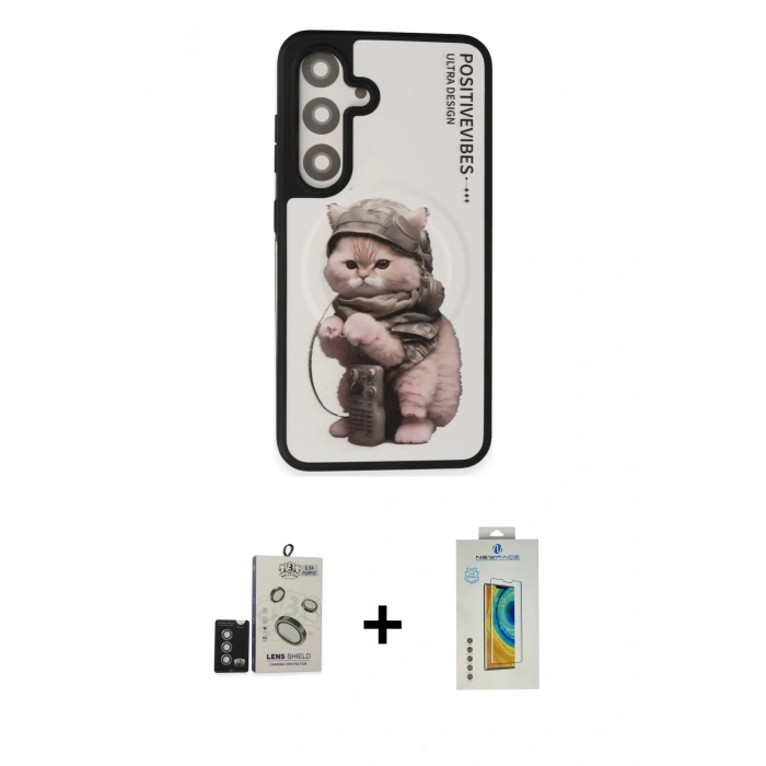 MARSİLYAN™- Galaxy S24 Kılıf Siluet Modern Özel Seri - Siyah Polymer Nano Ekran Koruyucu + Bilvis Titan Kamera Lens - DNMR