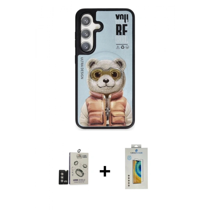MARSİLYAN™- Galaxy S24 Kılıf Siluet Modern Özel Seri - Siyah Polymer Nano Ekran Koruyucu + Bilvis Titan Kamera Lens - DNMR