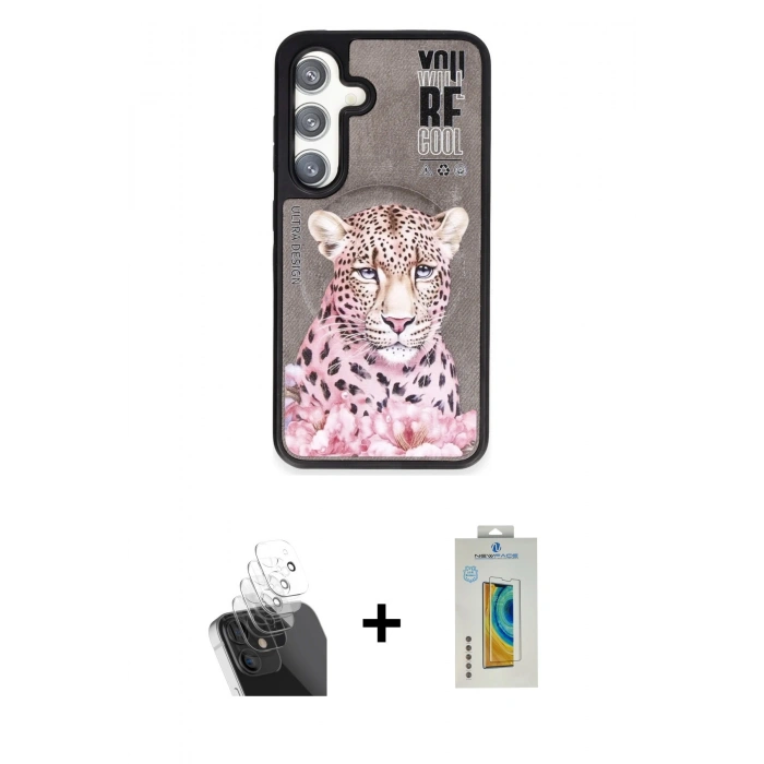 MARSİLYAN™- Galaxy S24 Kılıf Siluet Modern Özel Seri - Siyah Polymer Nano Ekran Koruyucu + Kamera Lens Koruma Cam - SF