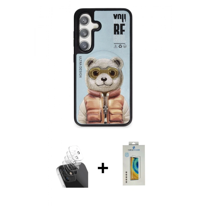 MARSİLYAN™- Galaxy S24 Kılıf Siluet Modern Özel Seri - Siyah Polymer Nano Ekran Koruyucu + Kamera Lens Koruma Cam - SF