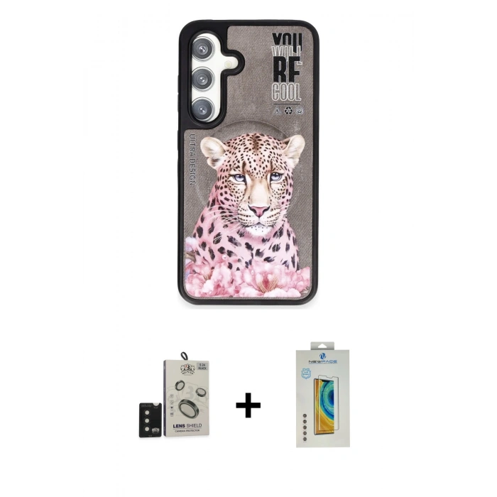 MARSİLYAN™- Galaxy S24 Kılıf Siluet Modern Özel Seri - Siyah Polymer Nano Ekran Koruyucu + Bilvis Titan Kamera Lens - SH