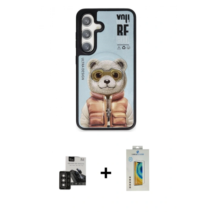 MARSİLYAN™- Galaxy S24 Kılıf Siluet Modern Özel Seri - Siyah Polymer Nano Ekran Koruyucu + PVD Metal Kamera Lens - TNGI