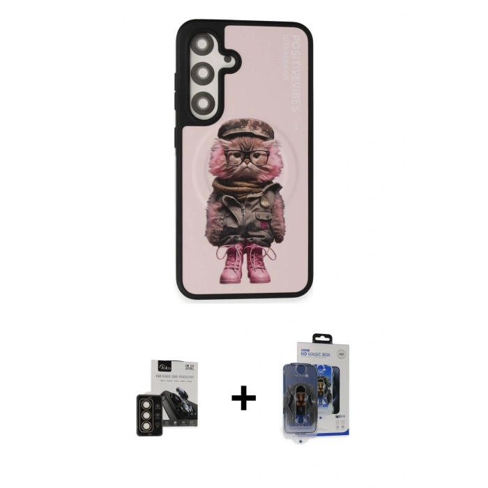 MARSİLYAN™- Galaxy S24 Kılıf Siluet Modern Özel Seri - Siyah Vanessa Magic Cam + Gold PVD Metal Kamera Lens