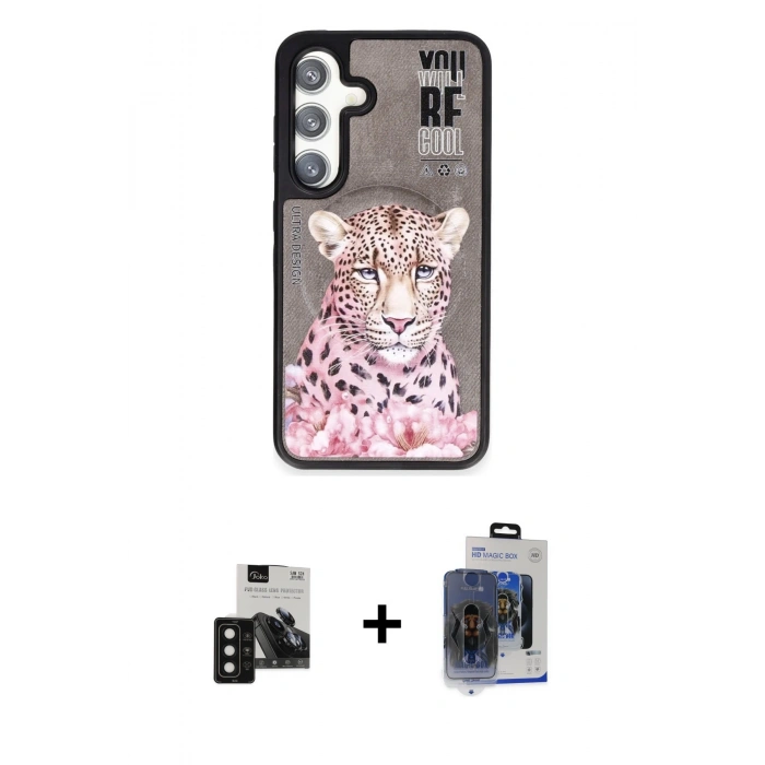 MARSİLYAN™- Galaxy S24 Kılıf Siluet Modern Özel Seri - Siyah Vanessa Magic Cam + PVD Metal Kamera Lens - SH
