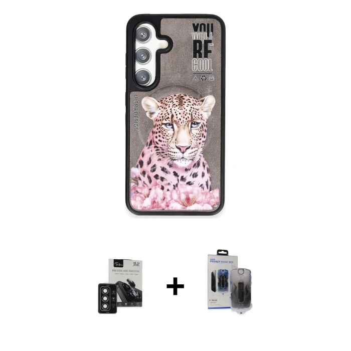 MARSİLYAN™- Galaxy S24 Kılıf Siluet Modern Özel Seri - Siyah Vanessa Magic Hayalet Cam + PVD Metal Kamera Lens - DNMR