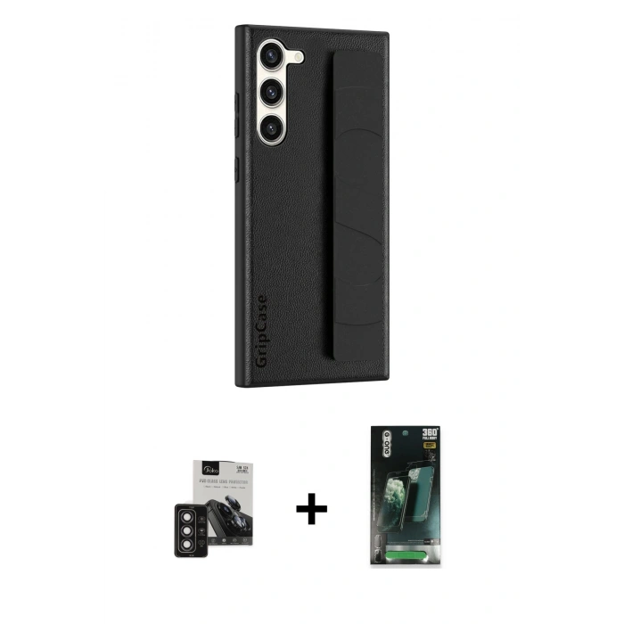 MARSİLYAN™- Galaxy S24 Kılıf Vadi Asil Serisi - Siyah 360 Mat Full Body Arka Koruyucu + PVD Metal Kamera Lens - DNMR