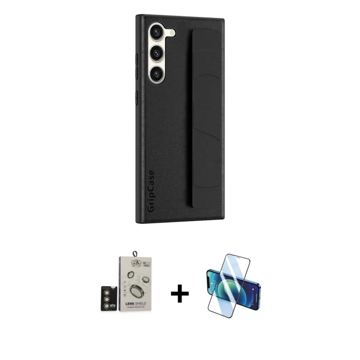 MARSİLYAN™- Galaxy S24 Kılıf Vadi Asil Serisi - Siyah 3D Antistatik Cam Ekran Koruyucu + Bilvis Titan Kamera Lens - GD