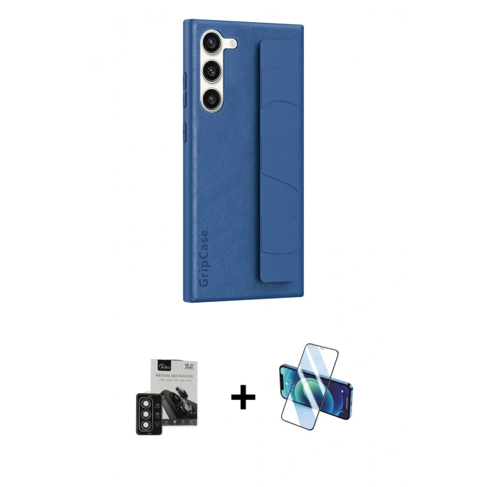 MARSİLYAN™- Galaxy S24 Kılıf Vadi Asil Serisi - Siyah 3D Antistatik Cam Ekran Koruyucu + PVD Metal Kamera Lens - DNMR