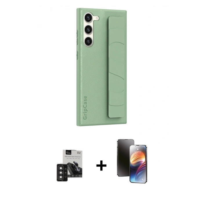 MARSİLYAN™- Galaxy S24 Kılıf Vadi Asil Serisi - Siyah 3D Antistatik Mat Seramik Nano Ekran Koruyucu + PVD Metal Kamera Lens - DNMR