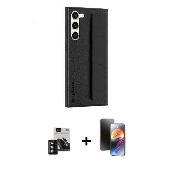 MARSİLYAN™- Galaxy S24 Kılıf Vadi Asil Serisi - Siyah 3D Antistatik Mat Seramik Nano Ekran Koruyucu + PVD Metal Kamera Lens - DNMR