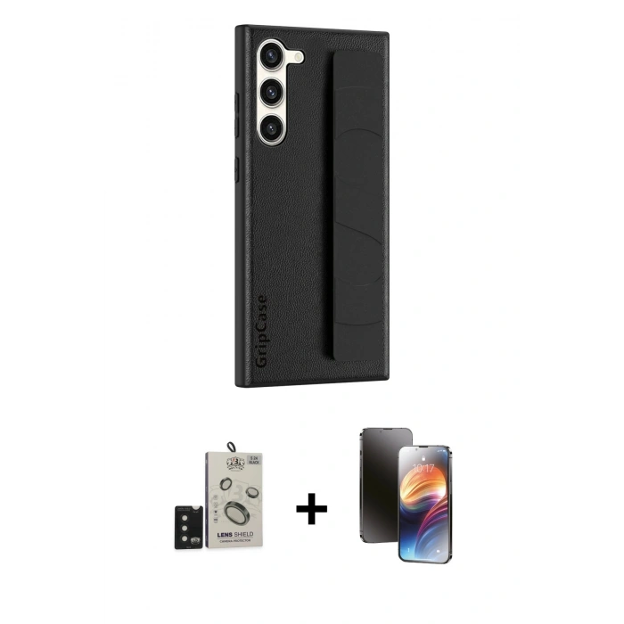 MARSİLYAN™- Galaxy S24 Kılıf Vadi Asil Serisi - Siyah 3D Antistatik Mat Seramik Nano Ekran Koruyucu + Bilvis Titan Kamera Lens - SH