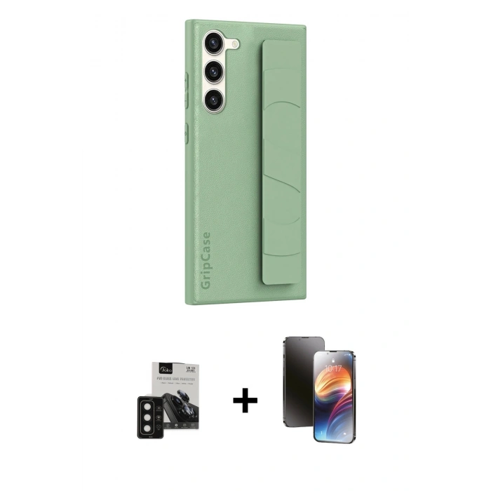 MARSİLYAN™- Galaxy S24 Kılıf Vadi Asil Serisi - Siyah 3D Antistatik Mat Seramik Nano Ekran Koruyucu + PVD Metal Kamera Lens - SH